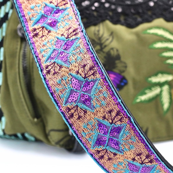 Desigual Large Patchwork Bag Embroidered Textured Fabric Convertible Tote - Picture 9 of 16